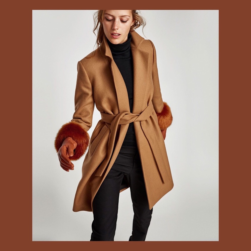 ✨NWT 🍁 Zara Wool Coat with Textured Cuffs